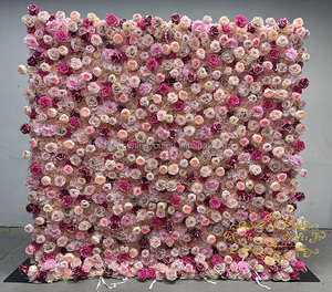 Panneau mural en tissu <span class=keywords><strong>de</strong></span> soie 5D <span class=keywords><strong>de</strong></span> haute qualité, enroulable, rose brûlé, verdure, fleurs, pour la décoration <span class=keywords><strong>de</strong></span> fond <span class=keywords><strong>de</strong></span> mariage - Product Image 5