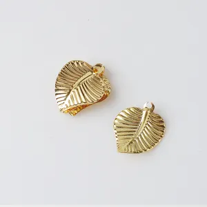 ZHB 18x20MM Gold Filled Elm Leaf Pendant Metal Patches Connectors for Garment Decoration Jewelry Findings Clothing Accessories