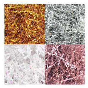 กระดาษรัฟเฟียสีทองแบบตัดเป็นเส้น สำหรับเติมกล่องของขวัญ กระดาษห่อของขวัญ กระดาษเติมตะกร้าของขวัญ - Product Image 1