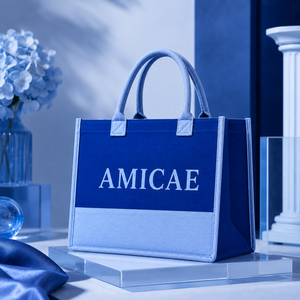 Borsa Tote in Tela alla Moda Ispirata al Design della Confraternita Zeta Amicae, Bicolore Blu Reale e Azzurro, Stile Greco ZA 1948, per Uso Quotidiano e Shopping - Product Image 5