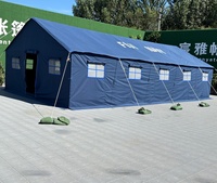 Carpa de Camping Azul Marino de Gran Capacidad para 20 Personas, con Estructura en A, de Poliéster y Lona de Algodón
