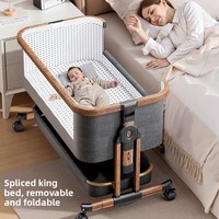 Lit cododo moderne pour bébé, berceau portable réglable en hauteur avec roulettes et panier de rangement pour nouveau-né