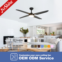1 ventilador de techo stshine 52 pulgadas 4 aspas de plástico ventilador de techo led decorativo con luz