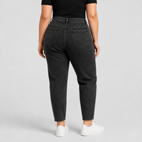 Jeans fuselés noirs taille haute pour femmes grandes tailles, coupe Mom, en denim, tailles US, OEM ODM, vente en gros