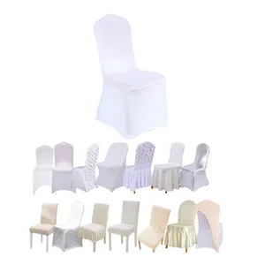 Wholesale Spandex Chair Cover Polyester White 170gsm Stretch Banquet Chair Cover for Party