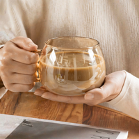 Mug en verre ambré de 14 oz avec poignée, en borosilicate de haute qualité, design moderne, sans BPA, compatible lave-vaisselle et micro-ondes, logo personnalisable, cadeau