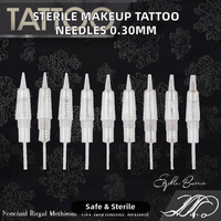 Cartouches d'aiguilles de tatouage permanentes 1P/2P/3P/5P/7P/3F5F/7F, stérilisées, jetables, 0,30 mm