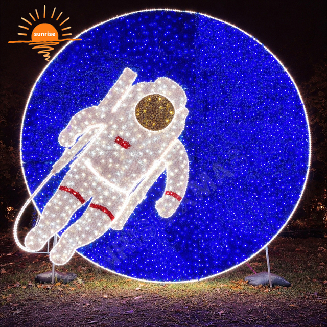 Astronaut on Planet Outdoor LED Commercial Festive light Display for City Plaza Aerospace Holiday Christmas Decoration Project