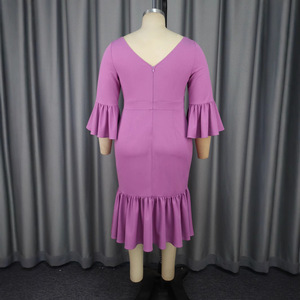 Robe <span class=keywords><strong>Tendance</strong></span> Femmes Demi-Manches Longueur Au Genou Col Carré Sans Bretelles Sexy Moulante Casual Lady Robe De Luxe - Product Image 3