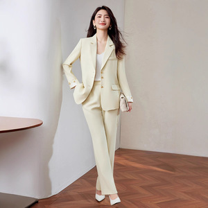 Women's Suit <b>Set</b> Solid Color Polyester Anti-Wrinkle <b>Blazer</b> Pants Two Piece Professional Formal Wear Casual Suit Sy6711 - Product Image 3