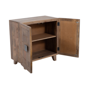 Mobiletto a 2 Ante in Legno di Mango con Dettagli in Metallo, Armadietto Contenitore per Cucina e Ufficio - Product Image 4
