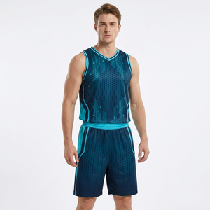 Ensemble de maillots de basket-ball respirants sublimés personnalisés, sans manches, col en V, uniforme en maille, adultes, unisexe, impression du nom de l'équipe - Product Image 2