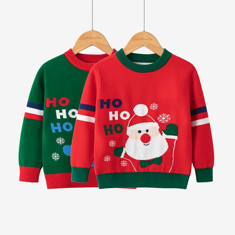 Trẻ Em Đan Áo Len Xấu Xí Giáng Sinh Áo Len Jacquard Santa Claus Đầu Giáng Sinh Trẻ Em Của Jumper Áo Len Trẻ Em