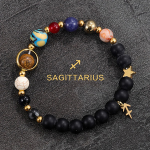 Braccialetti Universo Galassia Otto Pianeti 12 Costellazioni per Donne Braccialetti in Pietra Naturale Sistema Solare Gioielli Zodiacali Bilancia Leone - Product Image 2