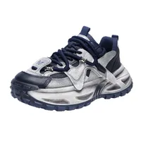 Chaussures de marche populaires pour hommes, collection Printemps-Automne 2026, vente en gros, baskets de course respirantes en cuir PU à semelle épaisse
