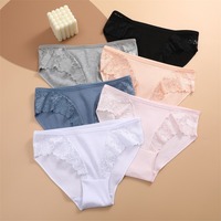 Nueva llegada al por mayor barato 95% algodón diario mujer Bragas ropa interior Sexy con encaje negro chica joven Bikinis Brzialian Pantalones