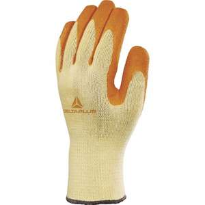 DELTA PLUS - VE730OR08-M Gant tricoté en polyester jaune-orange avec paume enduite de latex (multipack)-EAN MW131463 GLOVES - Product Image 1