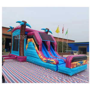 Tobogán Acuático Inflable Comercial de Doble Carril con Diseño de Palmera, Compra de <span class=keywords><strong>Castillo</strong></span> Inflable para Niños al Aire Libre - Product Image 4