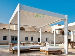 Pergola biologique moderne de haute qualité en métal pour balcon extérieur avec couverture de pergola électrique rétractable en aluminium imperméable - Product Image 3