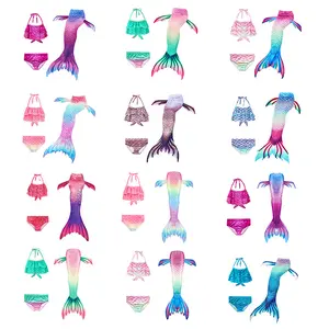 Customized Girls Swimsuit Mermaid Tails Baby Girls Swimwear Tail Girls Suit Set Swimwear Fruit Bikini Swimming Princess Mermaid