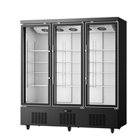 Congélateur vertical commercial à porte vitrée, pour supermarché, aliments surgelés, crème glacée, fruits de mer, viande, simple/double/triple porte, refroidissement par ventilateur, OEM
