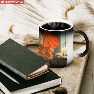 Taza Mágica de Cerámica Negra Esmerilada de 11 oz que Cambia de Color con Diseño de Pintura Plana en 2D - Product Image 3