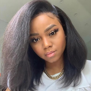 Perruque courte bob sans colle 100% cheveux humains avec baby hair, perruque frontale en dentelle <span class=keywords><strong>suisse</strong></span> pré-épilée à la ligne de cheveux naturelle pour usage quotidien - Product Image 2