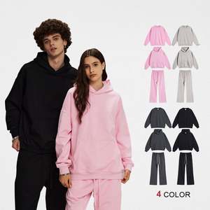 Wholesale Custom Winter Breathable Unisex Hoodie & Sweatsuit Set for Men Polyester/Cotton Knitted <b>Fabric</b> Blank Hoodies - Product Image 1