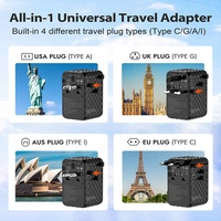 Worldplug 2AC Socket 70W Adaptateur de chargeur de voyage rapide Adaptateur USB international universel avec câble pour appareil photo d'ordinateur portable