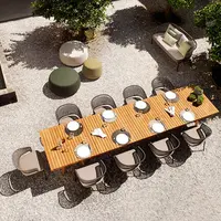 Europese Stijl Moderne Luxe Eettafel Sets Outdoor Rotan Party Houten Terrasmeubilair Tuin Diner Sets