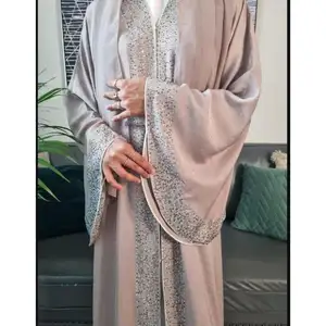 Abaya ouverte grande taille derniers modèles robe islamique Dubaï Abaya ouverte ethnique grande taille Inde pierre brillante