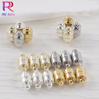 Bouton artisanal DIY en alliage de zinc plaqué or 18 carats avec fermoir magnétique cylindrique à 2 trous, écologique pour bracelets et colliers