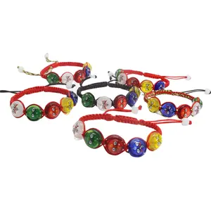 Wholesale Weave Crystal Cheap Handmade Customize the photo pattern Good Luck Color Large Bracelet Prayer Beads Bracelet