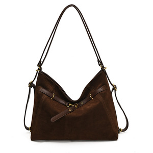 Bolso de hombro de moda para otoño/invierno, hecho de material PU, estilo vintage, de gamuza, para mujer, de gran capacidad, tipo mochila. - Product Image 6
