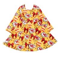 Robe décontractée à manches longues en soie de lait douce pour bébés et jeunes enfants, motif football, longueur genou, Saints 49ers Steelers, collection automne
