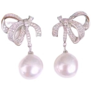 Accessoires en argent S925 pour la création de bijoux, boucles d'oreilles en forme de nœud avec perles rondes de 8 à 12 mm, supports vides pour clous d'oreille 21355 - Product Image 3