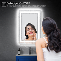 BATHNOLOGY Miroir de salle de bain intelligent rectangulaire moderne, rétroéclairé par LED, interrupteur tactile, éclairage IP44, verres trempés, prise intégrée