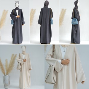 Vêtements islamiques modestes, Abaya Dubaï, Turquie, robes pour femmes grandes tailles, manteau épais pour femmes, robe Abaya ouverte plissée scintillante pour femmes musulmanes - Product Image 6