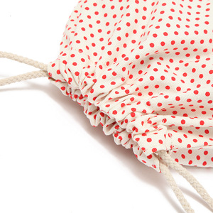 Mochila con cordón de polka dot, bolsa con cordón de tela de algodón, bolsa de almacenamiento portátil para compras, para viajes al aire libre, uso diario - Product Image 4