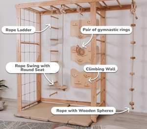 Venta caliente Montessori Playground Niños Interior de madera Monkey Bars Escalera sueca montada en la pared de madera maciza para niños pequeños - Product Image 4