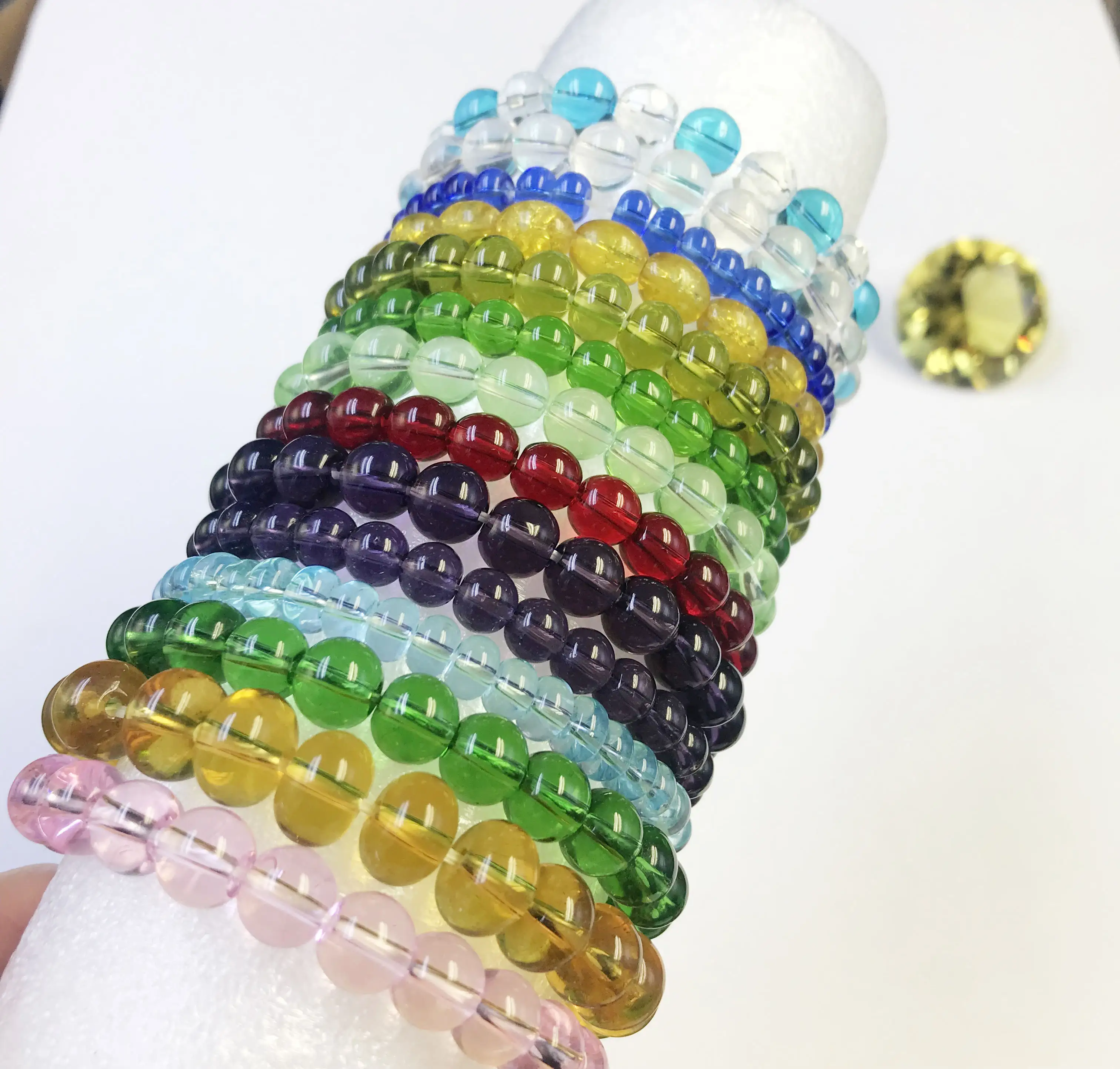 Usine personnalisée 8mm perles accessoires magnifiques pierres précieuses cristal de guérison Bracelet de perles extensibles porte-bonheur