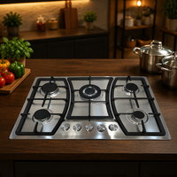 Table de cuisson à gaz 5 brûleurs OEM ODM, design personnalisé, cuisinière en acier inoxydable, exportation d'usine