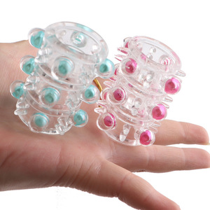 Crystal 12 Bead Cock Ring Set Soft Rubber Adult Stimulation Penis Rings - Product Image 2