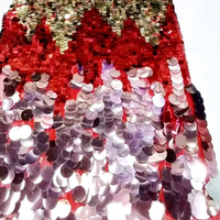 Tissu en maille de dentelle brodé 100% polyester, à motifs circulaires multicolores effet écailles de poisson, avec paillettes, pour robe de mariée transfrontalière