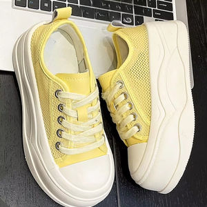 Nouvelles baskets unisexes blanches 2025, respirantes en maille et cuir, à plateforme surélevée, chaussures décontractées d'été - Product Image 3