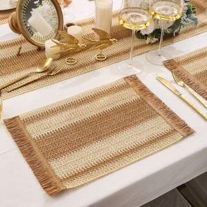 Gewebtes Papiers eil Tischset Matching Holiday Christmas Dekorative Tisch matte Jute Mixed Woven Cheese Tools Tisch matte für zu Hause - Product Image 4
