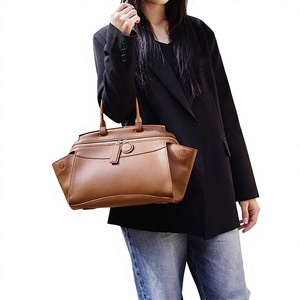 Bolso de Mano de Cuero Genuino para Mujer, con Cierre de Cremallera, Diseño Simple y Gran Capacidad, Tendencia de Moda Primavera 2026 - Product Image 1