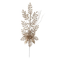 Branche artificielle de feuilles d'acacia dorées avec baies, 48 cm, en plastique, pour arbre de Noël, décoration florale de luxe pour les fêtes, décoration de Noël