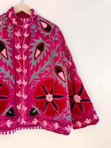 Chaqueta Bordada Suzani de Terciopelo, Chaqueta Étnica Hecha a Mano, Chaqueta Suzani Floral, Chaqueta de Terciopelo Puro, Regalo Boho Hippie para Ella - Product Image 4