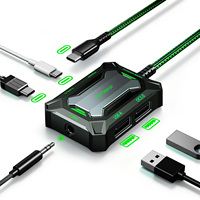 OATSBASF Hub USB-C portable 5 ports avec prise audio 3,5 mm, PD60W, clavier et souris filaires 2,4G pour téléphones et tablettes